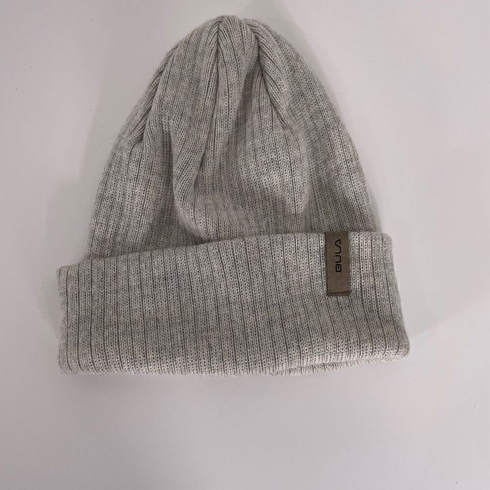 Bula Grey Ribbed Merino Wool Cuffed‎ Winter Hat